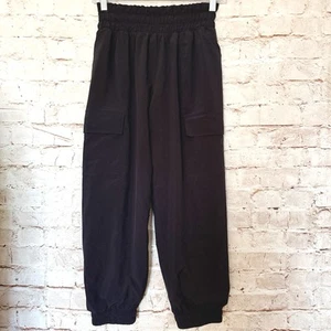 Athleta Girl Girls Run Free Cargo Jogger Wind Pants Size 8-10 Black - Picture 1 of 4