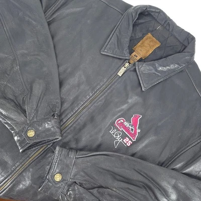 Gear Sports Leather Bomber Jacket XL St Louis Cardinals Mark McGwire 25 Vintage - Image 1 of 4