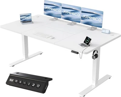 Höhenverstellbarer Computertisch Stehpult Schreibtisch 180x80cm USB H73-118cm - Bild 1 von 4