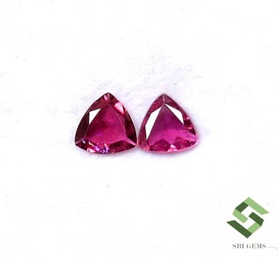 5x5 mm Natural Pink Tourmaline Trillion Cut Pair 0.67 CTS Loose Certified Gems - Image 1 of 4