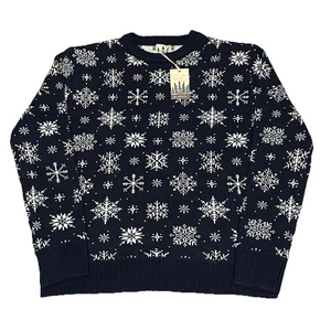 Kiel James Patrick Holiday Crewneck Sweater Snowflakes Blue Size XXL - READ - Picture 1 of 10