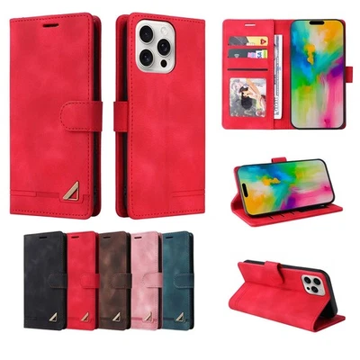 Leather Shockproof Wallet Case Flip Stand Cover For iPhone 16 Pro Max 15 Plus 14 - Image 1 of 4