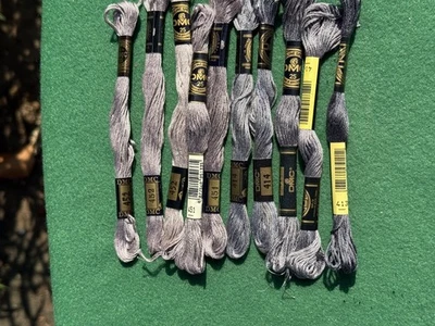Vintage DMC Embroidery Floss Lot of 10 Shades of Dark Grey - Image 1 of 3