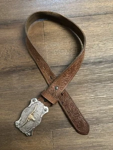 Kids Youth Children’s Leather Western Belt With Buckle - Picture 1 of 4