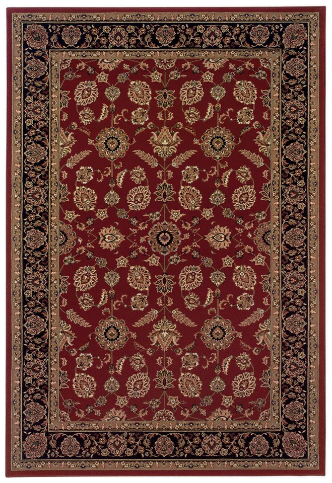 Tapete de área 5'x8' esfinge borda flores vermelhas pergaminhos 271C3 - Aprx 5' 3" x 7' 9" - Imagem 1 de 1