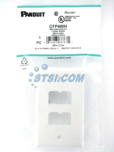 Placa frontal Panduit CFP4WH Mini-Com de 4 puertos, serie clásica, blanca ~ STSI - Imagen 1 de 3