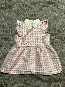 Janie And Jack Pink Flowered Ruffled Silky Lined Collared Shirt Size 6 - Picture 1 of 3