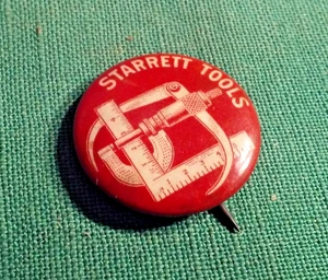 Old Starrett Tools Pinback Button Calipers Angle Square Machinist Union Tools - Bild 1 von 3