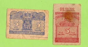 #D421.POST WWII AUST. PETROL RATION COUPON - 5 GALLON VALID 31st JULY1949 & 1948 - Picture 1 of 2