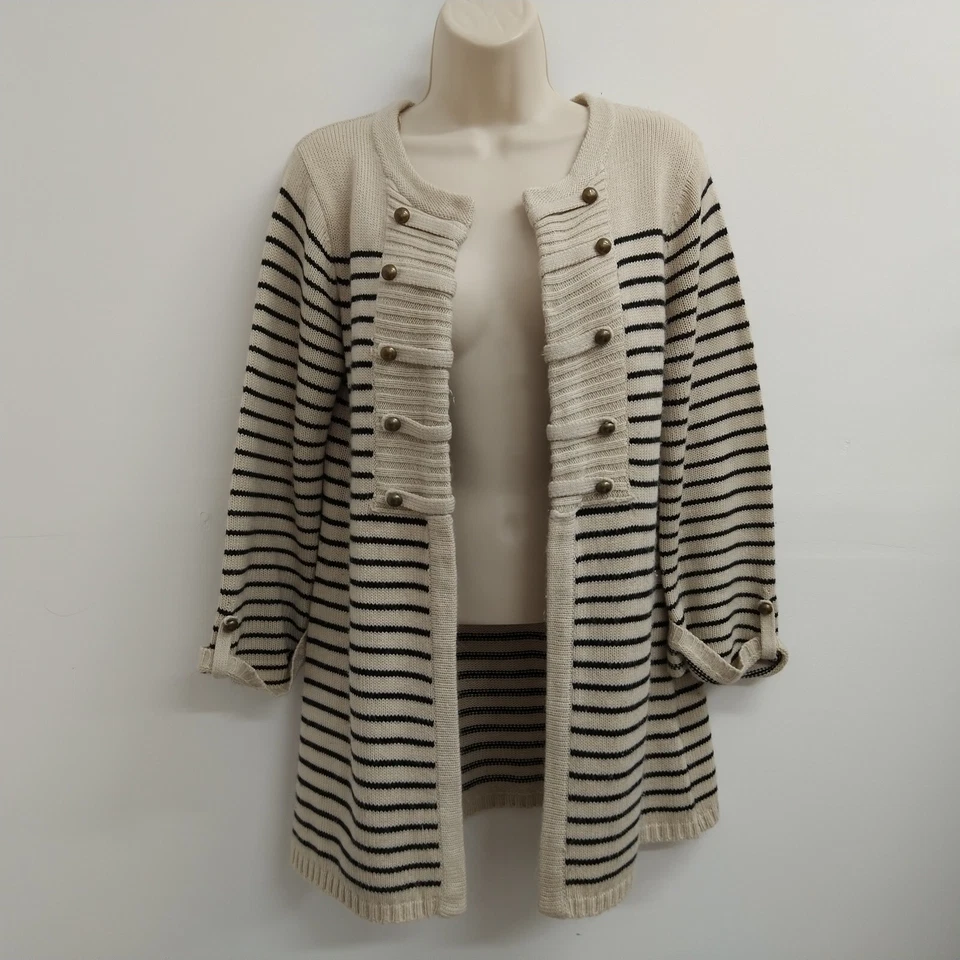 Cárdigan Suéter Debbie Morgan Mujer Mediano Beige Negro Chaqueta Preppy Damas Foto 1 de 4