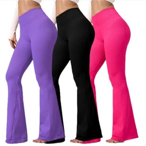 Damen-Yogahose Scrunch Po Lifting Bootcut hohe Taille Training Schlag Leggings - Bild 1 von 14