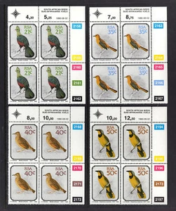 M25827 South Africa 1990 SG710/13 Birds in top right corner PLATE blocks of 4 - Picture 1 of 1