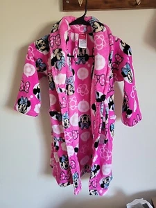 DISNEY Minnie Mouse Girl's Bath Robe Size XS (4) Pink Belted in Great Condition - Picture 1 of 6