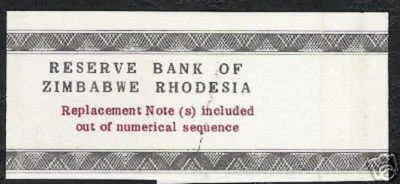 RHODESIA 2 DOLLARS 1978 P30 *REPLACEMENT* BANK NOTE WRAPPER RARE MONEY ZIMBABWE - Image 1 of 2
