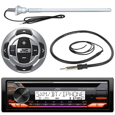 JVC-ENROCK JVC KD-T92MBS Single Din Marine Bluetooth CD Receiver W/Remote, Radio Antenna