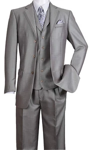 Men's Fashion Suit Lapel Trim Design With Vest and pants 3 Button 5 Colors 5909V - Picture 1 of 11