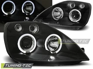TUNING TEC Coppia Fari Fanali Tuning adatti ford FIESTA MK6 05.2002- 2008 ANGEL EYES Nero