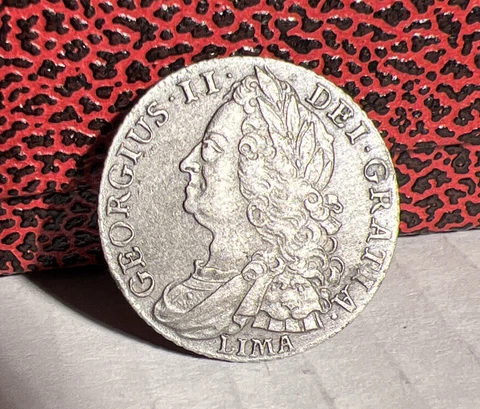 Great Britain 1745  George II Lima Shilling  KM#583.2 Very Sharp Devices Coin Cover