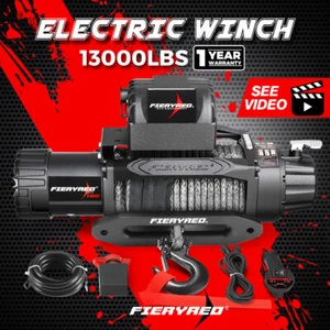 Fieryred 12V 13000LBS/5909KGS Electric Winch Wireless Synthetic Rope 4WD ATV - Picture 1 of 12