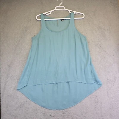 Camiseta sin mangas Torrid para mujer 0 L/12 verde cuello redondo gasa transparente alta baja fluida Foto 1 de 4