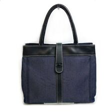 CHANEL CC CC Mark Denim  Tote Bag Leather/Canvas Blue x Black