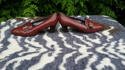 Vintage ValleVerde Brown Crocodile pattern Leather Shoes made in Italy UK 5 EU38 Foto 1 de 4