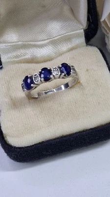 Anillo de eternidad de zafiro de plata de ley TGCC talla M en caja  Foto 1 de 4