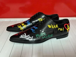 Dolce & Gabbana Men’s Graffiti Print Leather Derby Shoes Black Size 8 US EU 41 - Picture 1 of 17