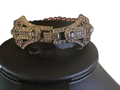 Heidi Daus AGE of ELEGANCE Amethyst Simulated Pearl Bracelet~ 7" - Image 1 of 4