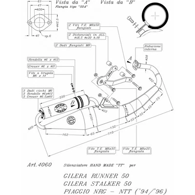 Scarico Completo Leovince Hand Made Tt Nero Alu Piaggio Ntt 1994 > 1996 - Immagine 1 di 2