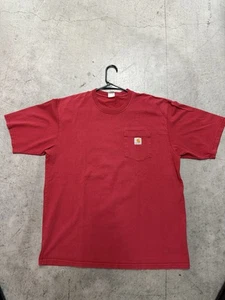 Carhartt Shirt Mens Large Burgundy Short Sleeve Pocket Workwear Heavyweight Tee - Picture 1 of 6