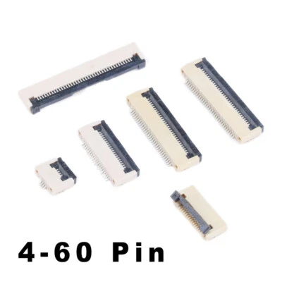 FPC/FFC Flat Cable Connector 0.5mm Pitch 4-60 Pin Upper/Bottom/Clamshell Contact - Image 1 of 4