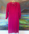 Vintage Albert Nipon 100 Silk Fuchsia Pink Rhinestone Accent Dress Size 4