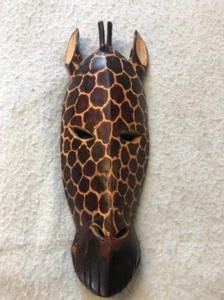 Handgeschnitzte Holz GIRAFFE MASKE Afrikanische Safari Dekor Made in Kenya - Bild 1 von 10