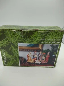 Kirkland's Christmas Nativity Set, 10 Ceramic Figurines & Base, 4" Complete  - Picture 1 of 5