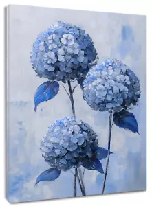 Arte de pared abstracto de hortensia azul floral country vintage para baño sala de estar - Imagen 1 de 15