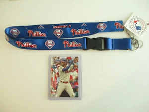 PHILADELPHIA PHILLIES BLUE LANYARD PLUS BRYCE HARPER COLLECTIBLE PLAYER CARD - Picture 1 of 3