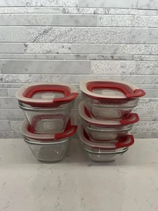 Rubber Maid Glas Lebensmittel Aufbewahrung Vintage EINGESTELLT (x3) 7N68 (x2) 7N61 - LESEN - Bild 1 von 14