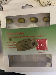 GLOBAL Amici "OLIVE PICKS" Glass Martini Set of 4 hand made - Picture 1 of 5
