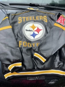 XL Pittsburgh Steelers Football NFL Coat Jacket Faux Leather GIII Giii Beautiful - Picture 1 of 11