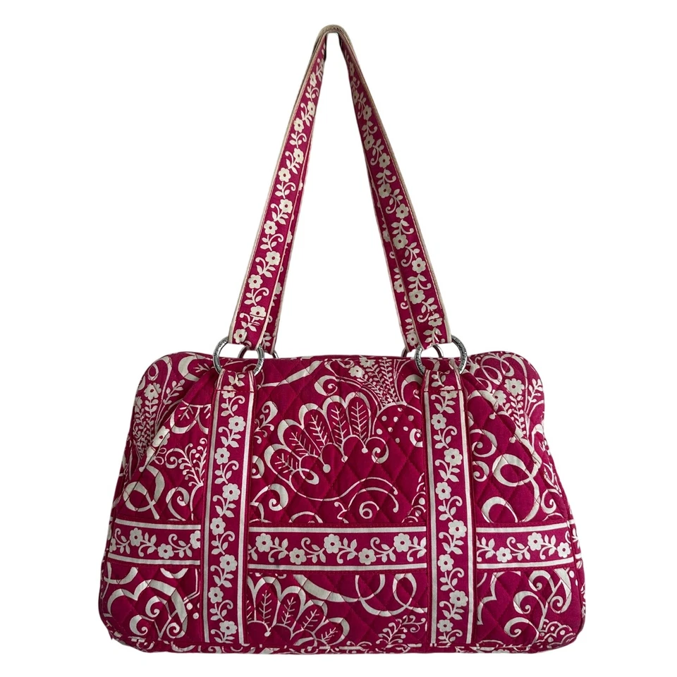 Bolso de hombro Vera Bradley Twirly Birds rosa cuadrado con cremallera Foto 1 de 4