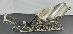 Nice Silver Color Metal Christmas Santa Sleigh Decorative Design Holiday Theme - Picture 1 of 15