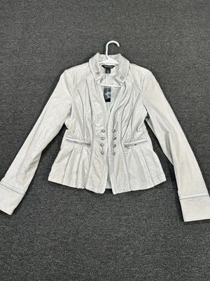 Nueva Chaqueta White House Black Market Terciopelo Peplum Para Mujer’s 6 Gris Preppy Elastizada Foto 1 de 4