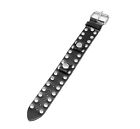 14-16mm Black Wide Genuine Leather Cuff Wrist Watch Band Stainless Stell Studs