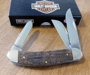 CASE XX New 52225 Harley Davidson Curly Oak Handle 3 Blade Sowbelly Knife/Knives - Picture 1 of 1