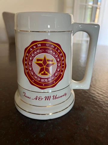 Vintage Texas A&M University Aggie Ceramic Beer Mug Stein 7" tall Cover