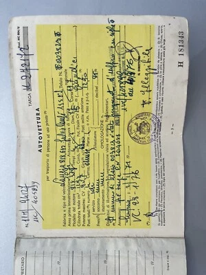 Libretto Di Circolazione Per Uso Collezionistico Per Lancia Fulvia - Immagine 1 di 3