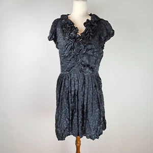 Jigsaw Black Classic Womens Dress Size 3 Ruffle Frill Silk Blend - Picture 1 of 12