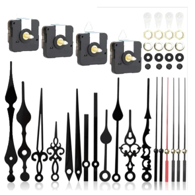 4 pack New Replacement Quartz Clock Movement Mechanism Motor Silver Metal Hands - Image 1 of 4