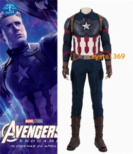 Avengers 4 Endgame Captain America Halloween Cosplay Costume Men Outfits Suits - Picture 1 of 19